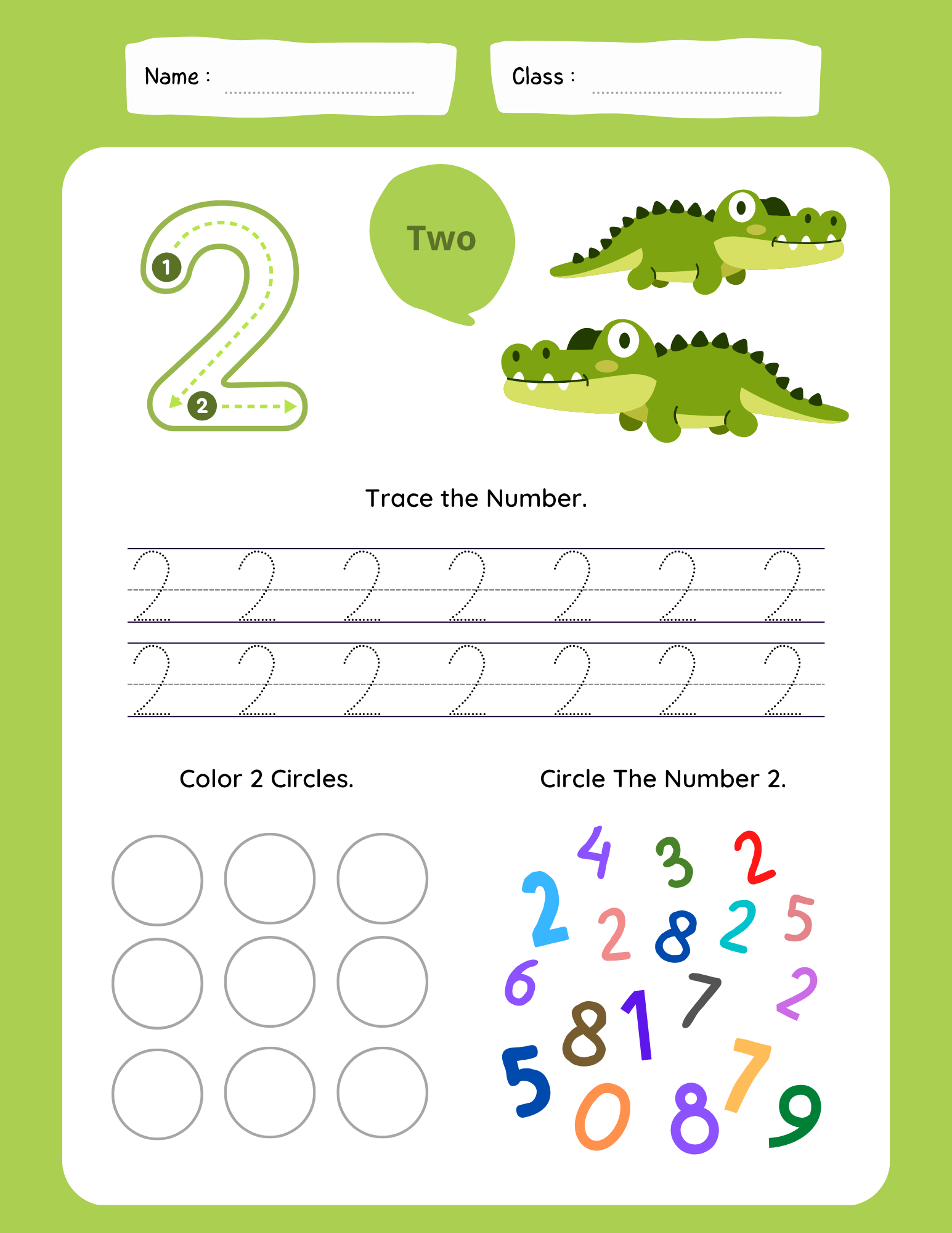 number 2 tracing worksheet